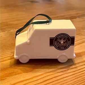 Starbucks White Ceramic Van Ornament